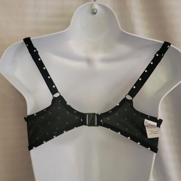 Freya Black Diamond Dot Print Padded Bikini Swimsuit Top Underwired Plunge 32DD - Picture 11 of 14